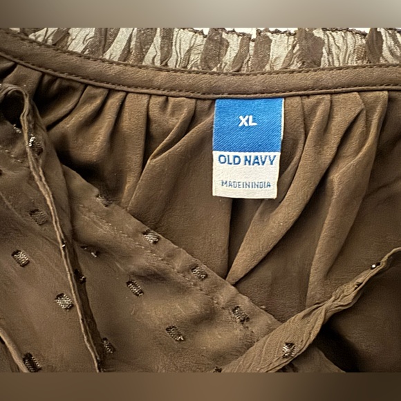 Old Navy Brown Shimmer Chiffon‎ Mini Dress Long Sleeve Waist-Defined XL - Picture 6 of 6